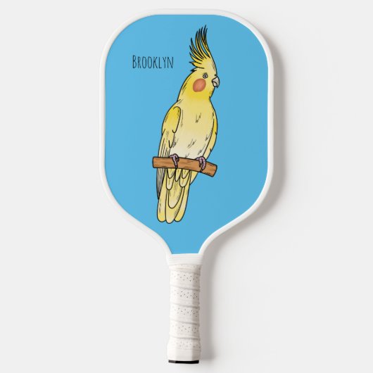 Cakatielvogelafbeelding cartoon pickleball paddle (Achterkant)