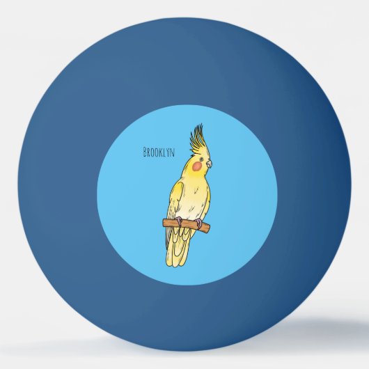 Cakatielvogelafbeelding cartoon pingpongbal (Voorkant)