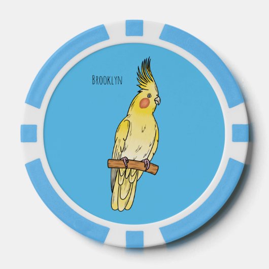 Cakatielvogelafbeelding cartoon poker chips (Voorkant)