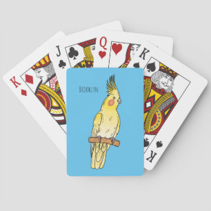 Cakatielvogelafbeelding cartoon pokerkaarten