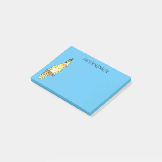 Cakatielvogelafbeelding cartoon post-it® notes (Schuin)