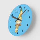 Cakatielvogelafbeelding cartoon  ronde klok (Hoek)