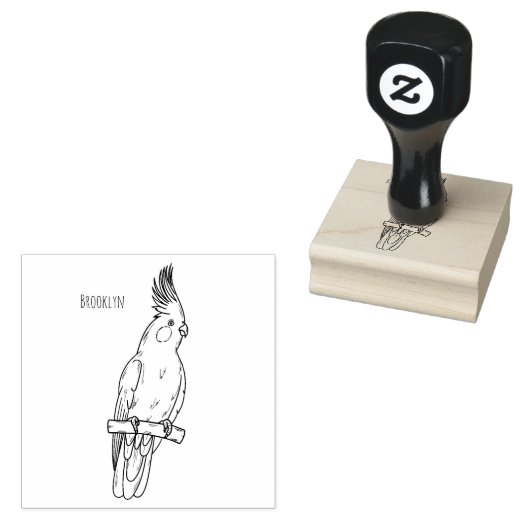 Cakatielvogelafbeelding cartoon rubberstempel (Gestempeld)