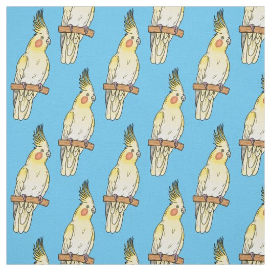 Cakatielvogelafbeelding cartoon stof (Swatch)