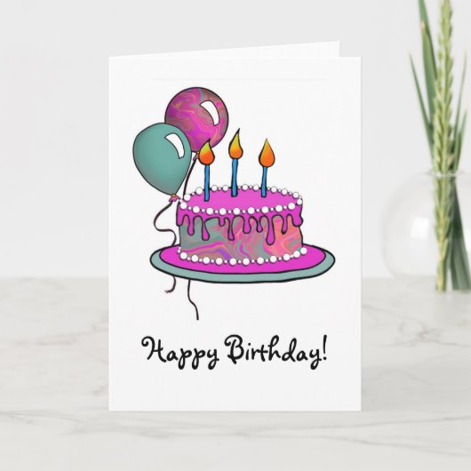 Cake-013 Magenta & Turquoise Kaart (Voorkant)