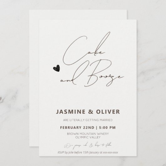 Cake and booze grappige bruiloft kaart (Voorkant / Achterkant)