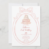 Cake and Bow Lijst Verjaardagsuitnodiging Kaart (Voorkant)