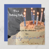 Cake and Candles Modern Birthday Invitation Kaart (Voorkant / Achterkant)