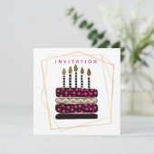 Cake and Candles/Roze Zwart Goud/Verjaardagsfeest Kaart (Staand voorkant)
