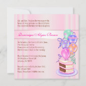 Cake and Streamers Birthday Invite Kaart (Achterkant)