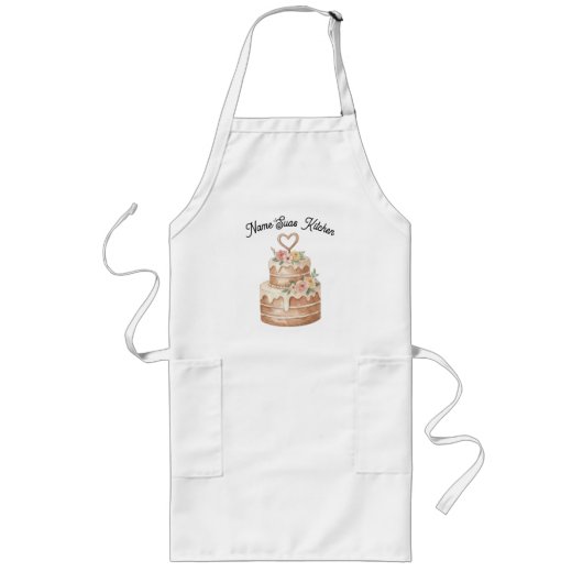 Cake Apron - Custom Name Baker Gift Lang Schort (Voorkant)