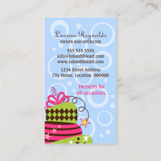 Cake Art Bakery Visitekaartje (Achterkant)