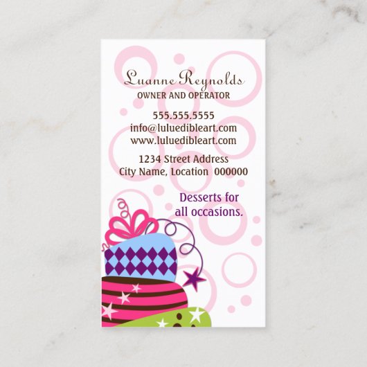 Cake Art Bakery Visitekaartje (Achterkant)
