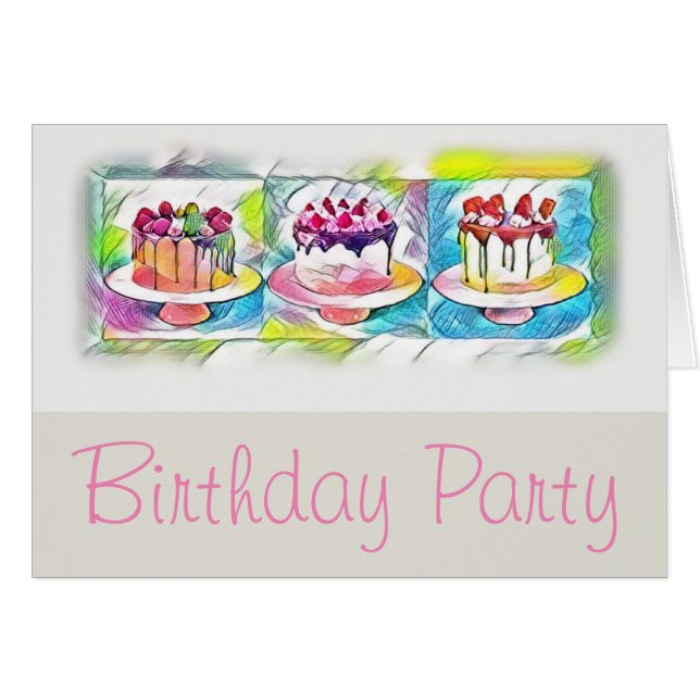 Cake Art Birthday Party Invitation (Voorkant Horizontaal)