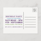 Cake Art Birthday Party Invitation Uitnodiging Briefkaart (Achterkant)
