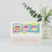 Cake Art Birthday Party Invitation Uitnodiging Briefkaart (Staand voorkant)