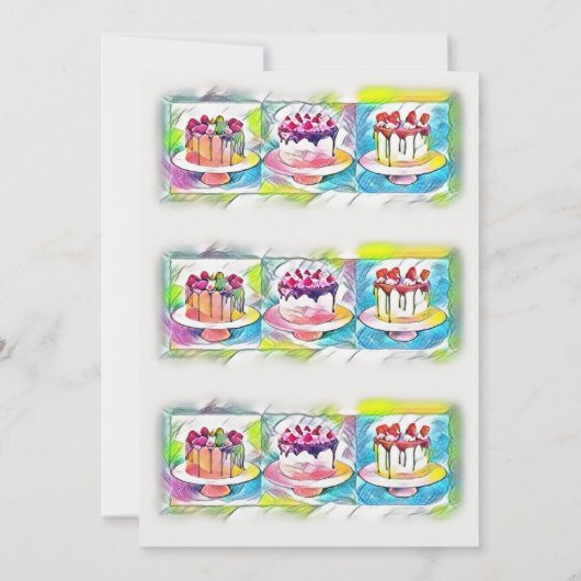 Cake Art Birthday Party Kaart (Achterkant)