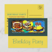 Cake Art Jazz Birthday Party Invitation Uitnodiging Briefkaart (Voorkant / Achterkant)