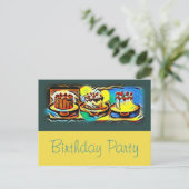 Cake Art Jazz Birthday Party Invitation Uitnodiging Briefkaart (Staand voorkant)
