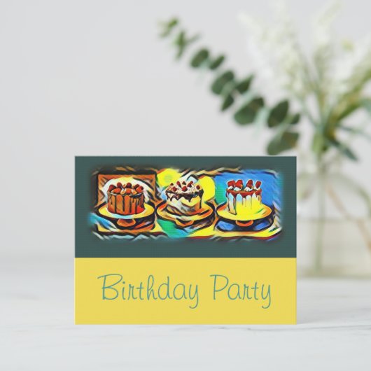Cake Art Jazz Birthday Party Invitation Uitnodiging Briefkaart (Staand voorkant)