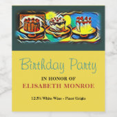 Cake Art Jazz Birthday Party Wijn Etiket (Enkel label)