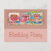 Cake Art Peach Birthday Party Invitation Uitnodiging Briefkaart (Voorkant)