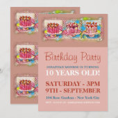 Cake Art Peach Birthday Party Kaart (Voorkant / Achterkant)