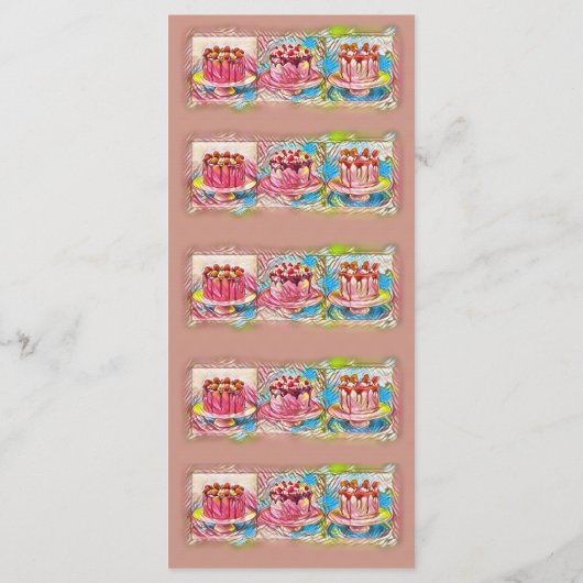 Cake Art Peach Verjaardagsfeest Menu (Achterkant)