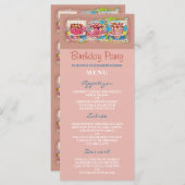 Cake Art Peach Verjaardagsfeest Menu (Voorkant / Achterkant)