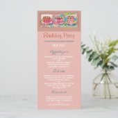 Cake Art Peach Verjaardagsfeest Menu (Staand voorkant)