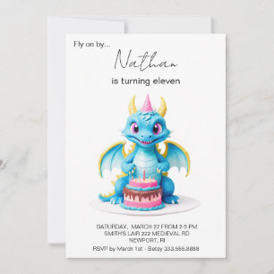 *~* Cake Baby Dragon Foto AP88 Verjaardagsfeest Kaart