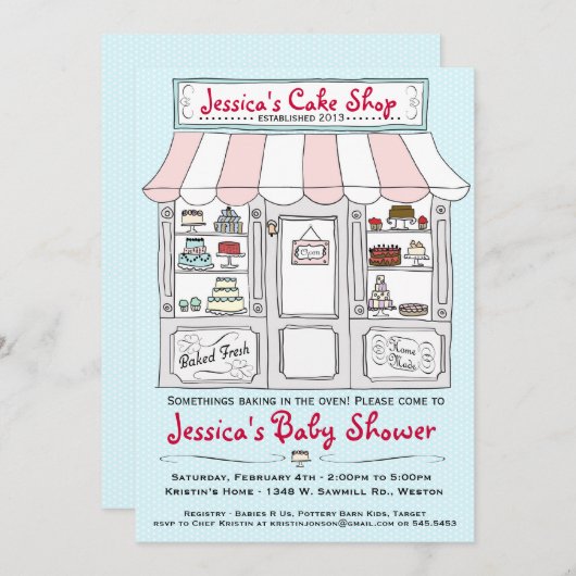 Cake Baby shower Uitnodiging (Voorkant / Achterkant)