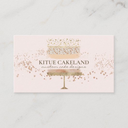 Cake Baker-logo op roze achtergrond Visitekaartje (Voorkant)