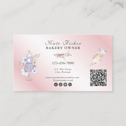 Cake Baker Loyalty Rewards Promotionele QR-code Visitekaartje (Achterkant)