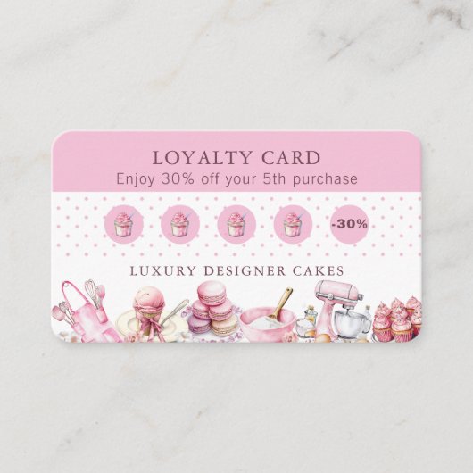 Cake Baker Loyalty Rewards Promotionele QR-code Visitekaartje (Voorkant)