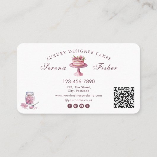 Cake Baker Loyalty Rewards Promotionele QR-code Visitekaartje (Achterkant)