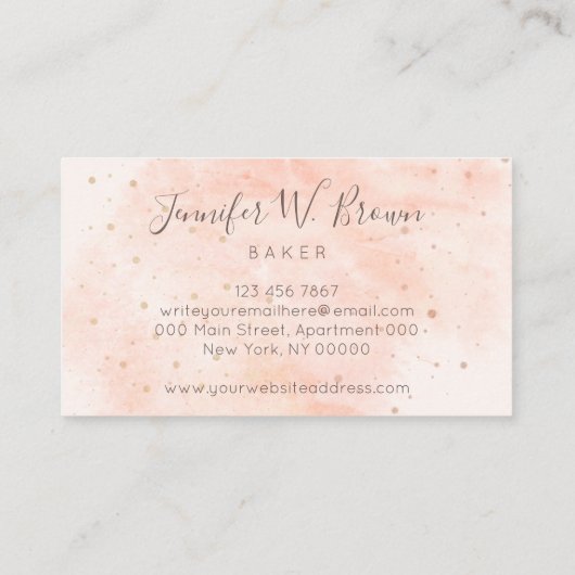 Cake Baker Pastry Visitekaartje (Achterkant)