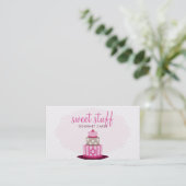 CAKE BAKER schattige moderne bakkerij logo roze ch Visitekaartje (Staand voorkant)