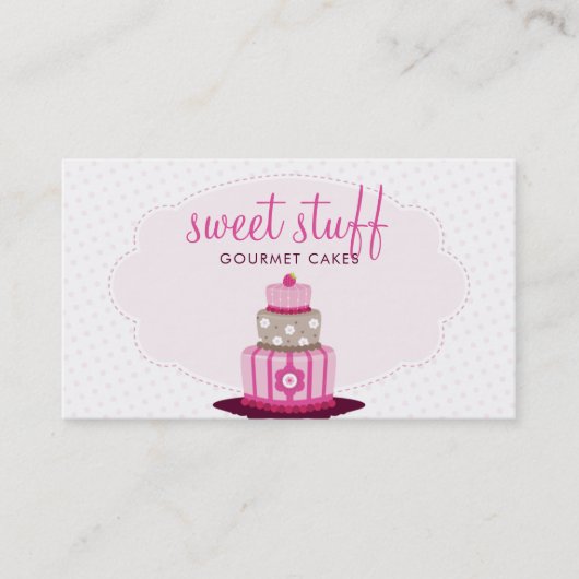 CAKE BAKER schattige moderne bakkerij logo roze ch Visitekaartje (Voorkant)