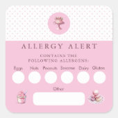 Cake Bakery Allergy Alert Ingrediënten Voedselveil Vierkante Sticker (Voorkant)