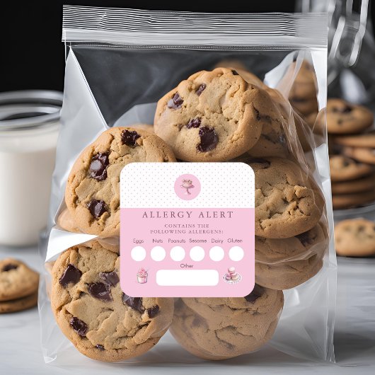 Cake Bakery Allergy Alert Ingrediënten Voedselveil Vierkante Sticker