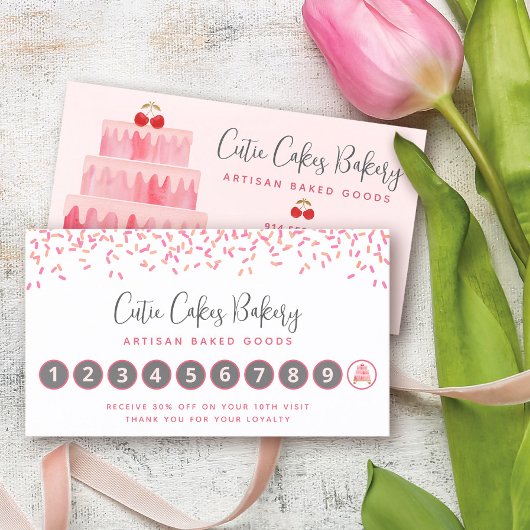 Cake Bakery Blush Pink Sprinkles Pastry Chef Chic Klantenkaartje