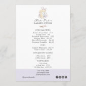 Cake Bakery Cafe Restaurant Marmer Menu Prijslijst (Achterkant)