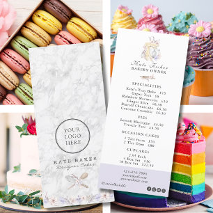 Cake Bakery Chef Marble Cafe Flat Menu Prijslijst