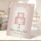 Cake Bakery Chef Roos Gold Glitter Drivers Script Reclamebord Met Voetstuk