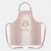 Cake Bakery Chef Roos Gold Glitter Drivers Script Schort (Voorkant)