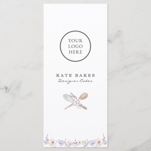 Cake Bakery Chef Waterverf Flat Menu Prijslijst (Voorkant)