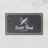Cake Bakery Cupcake  Whisk Logo Chalkboard Visitekaartje (Voorkant)
