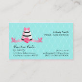 Cake Bakery Damask Aqua Pink Visitekaartje (Achterkant)