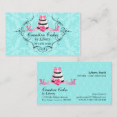 Cake Bakery Damask Aqua Pink Visitekaartje (Voorkant / Achterkant)